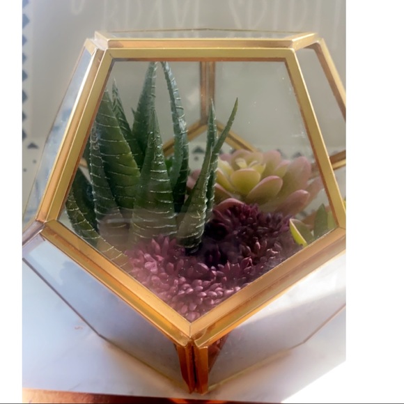 Gold Geometric Succulent Terrarium fake plant hobby lobby decor - Picture 5 of 6